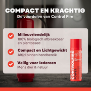 Voordelen Control Fire blusspray 500ml, milieuvriendelijk, compact en veilig voor iedereen