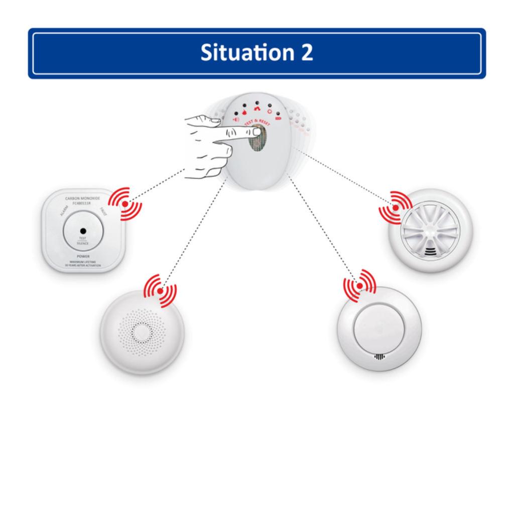 Elro Connects flits- en vibratie alarm draadloos koppelbaar gebruiken om rookmelders te testen