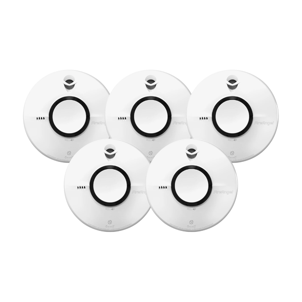 Pakket 5 rookmelders fire angel met thermoptek technologie zonder magnetische montageset