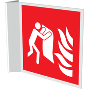 Pictogram branddeken rood wit pvc haakt gemonteerd volgens ISO 7010