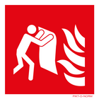 Pictogram branddeken rood wit vinyl sticker volgens ISO 7010