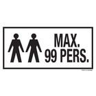 Pictogram max 99 personen tekst zwart wit