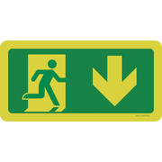 Pictogram nooduitgang beneden groen wit pvc luminescerend volgens ISO 7010