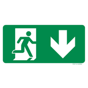 Pictogram nooduitgang beneden groen wit volgens ISO 7010