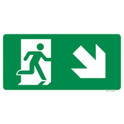 Pictogram nooduitgang beneden rechts groen wit volgens ISO 7010