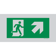 Pictogram nooduitgang boven rechts groen wit aluminium volgens ISO 7010