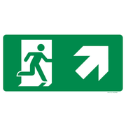 Pictogram nooduitgang boven rechts groen wit volgens ISO 7010