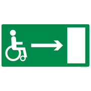 Pictogram nooduitgang rolstoel rechts groen wit