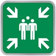 Pictogram verzamelplaats groen wit aluminium volgens ISO 7010