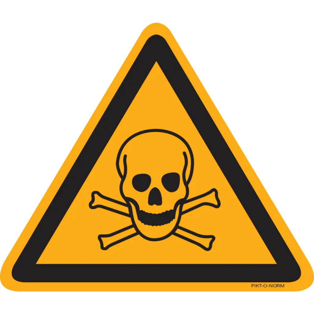 Pictogram waarschuwing giftige stof geel zwart volgens ISO 7010
