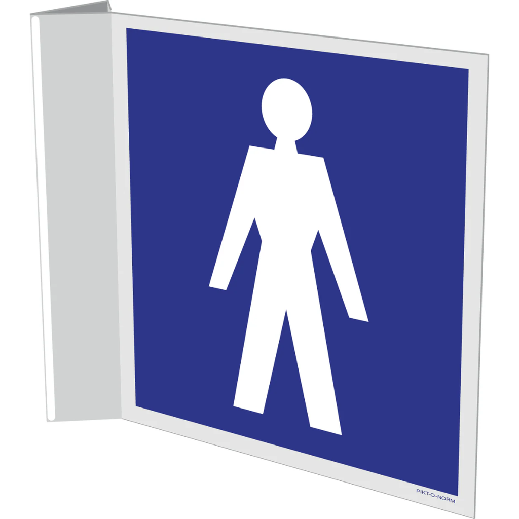 Pictogram wc heren blauw wit pvc haaks gemonteerd