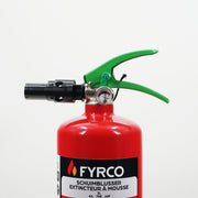 Schuimvet-brandblusser fluorvrij 2l vorstbestendig en BENOR gekeurd close-up brandblusserkop