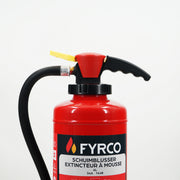 Schuimbrandblusser fluorvrij 6l AB met intern patroon en BENOR gekeurd close-up brandblusserkop